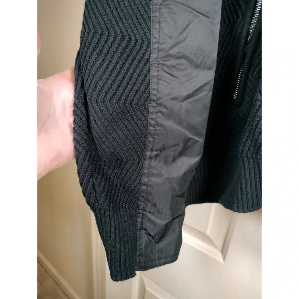Vintage Diesel Full-Zip Heavyweight Cardigan Sweater Black Chevron Ribbed XL